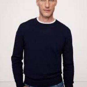 Banana Republic 100% Merino Wool Crew Neck Sweater Navy